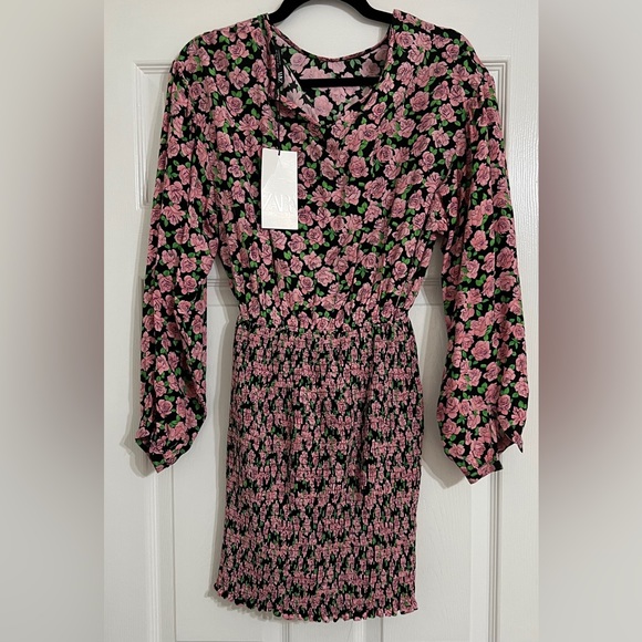 Zara Rose Floral Bodycon Mini long sleeve dress - Picture 3 of 5